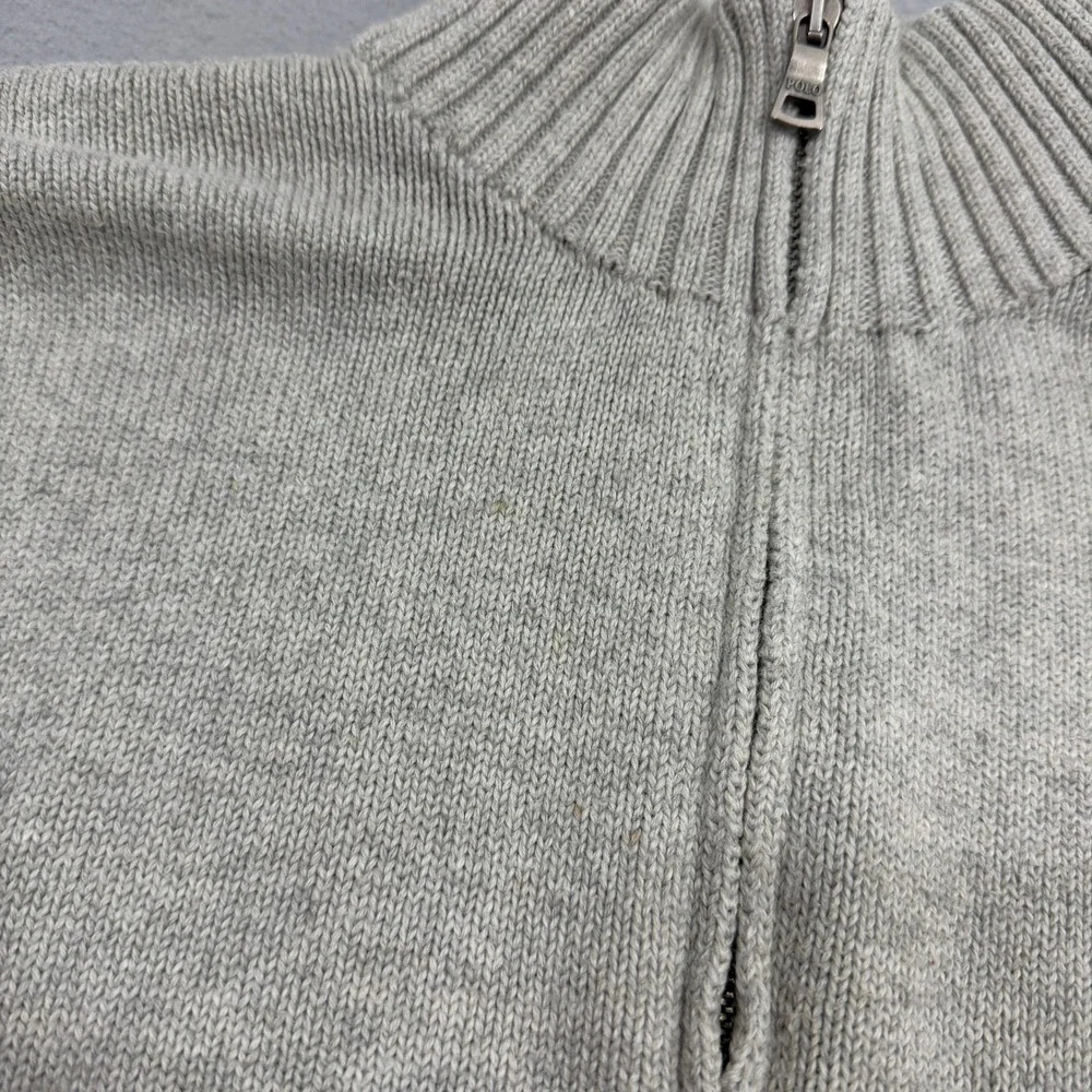 Polo Ralph Lauren Sweater XLT Gray Quarter Zip Pullover Cotton Vintage Preppy
